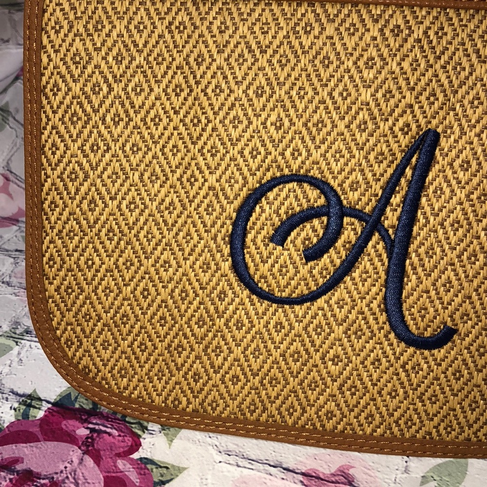 Studio 31 diamond weave straw purse flap Navy A - Picture 2 of 4
